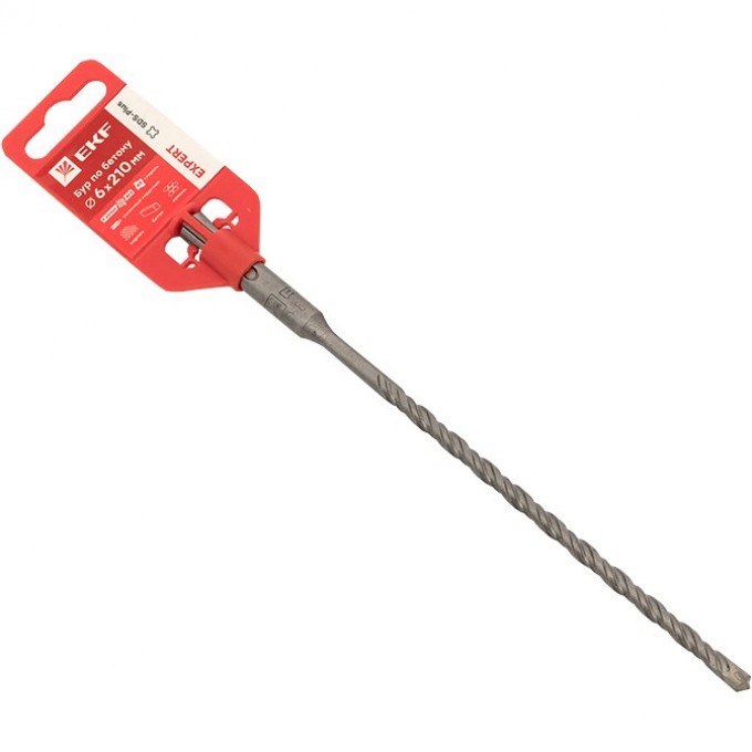 Бур по бетону EKF EXPERT SDS-plus 6х210 мм (4 резца) (4S спираль) db-6-210-4x4