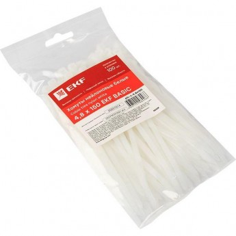Хомут кабельный EKF 4.8х150 нейл. бел. (уп.100шт)