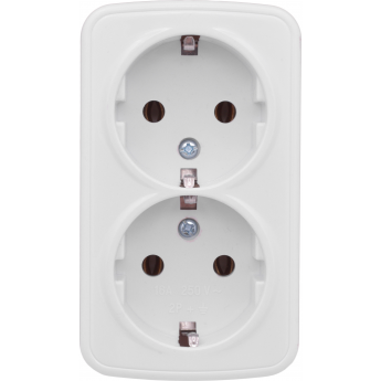 Розетка EKF Минск 2-местная ОП 16А с заземлением белая Basic