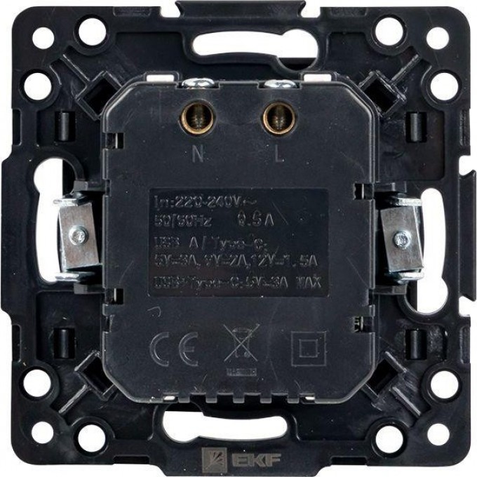 Розетка USB 2-м Стокгольм тип A+C механизм черн. PROxima EKF EZR-2USB-type-C