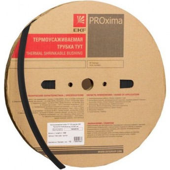 Трубка термоусадочная EKF ТУТ нг 30/15 черная (уп.50м)