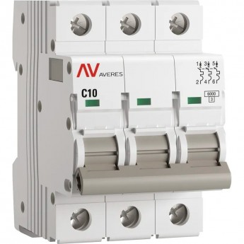 Выключатель автоматический EKF AVERES AV-6 3P 10A (C) 6kA Выключатель автоматический EKF AVERES AV-6 3P 10A (C) 6kA