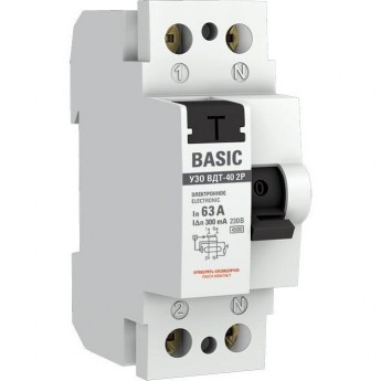 Выключатель дифференциального тока (УЗО) EKF ELCB-2-63-300E-SIM 2п 63А 300мА ВДТ-40 (электрон.) Basic